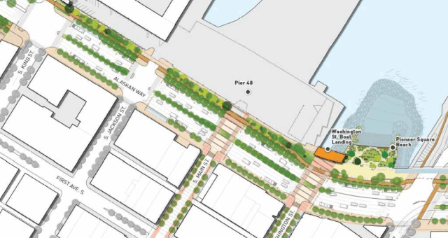 Street design from King Street to Yesler Way. (Waterfront Seattle)