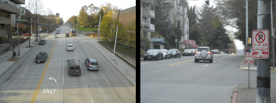 In most of the corridor, the roadway is too wide and has unneeded parking restrictions.