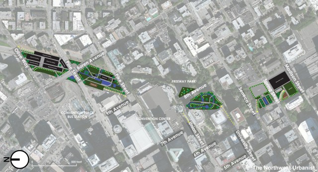 Conceptual plans for each lid section. There is an opportunity to create a variety of designs within a small area. Click to enlarge.