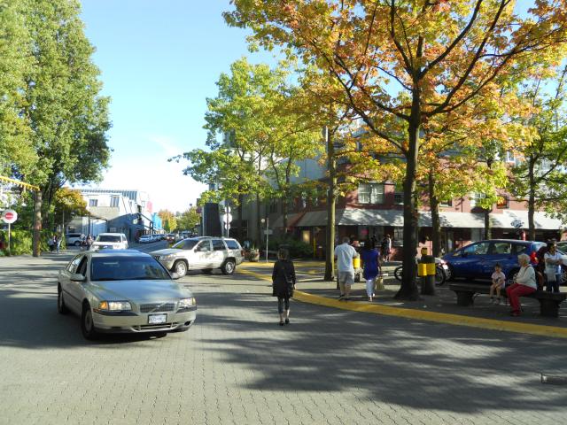 Granville Island has great examples of shared streets, but automobiles are still dominant.
