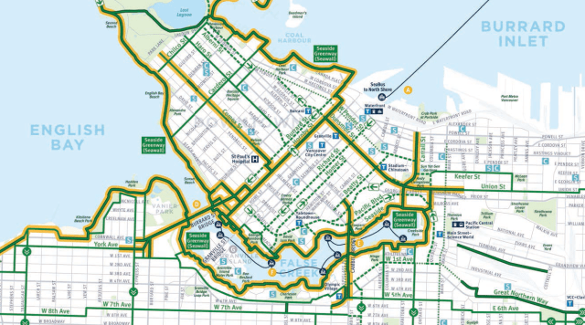 Vancouver's central city bike network. Click to enlarge (links to PDF).