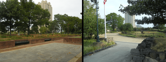 Left: part of Foglietta Plaza: Right: the northern lid. (Photos by the author)