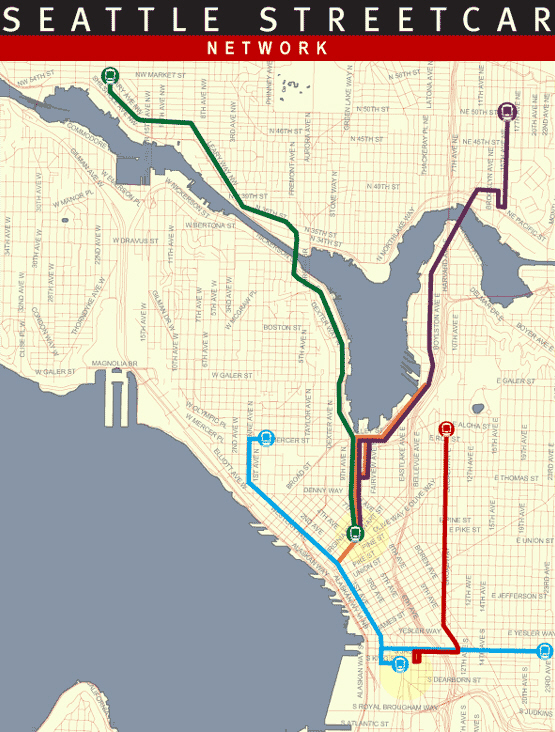 The 2008 Seattle Streetcar network map. (City of Seattle)