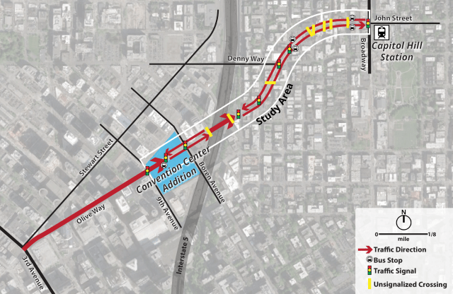 Context map of Olive Way and the study area. (Graphic by the author)