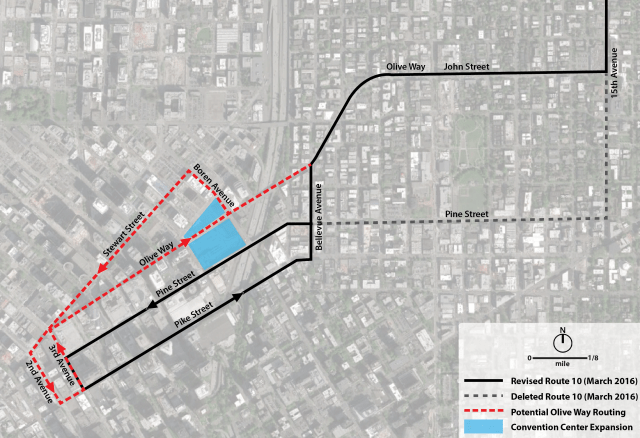 The upcoming official reroute of the 10 and a potential additional revision. (Graphic by the author)