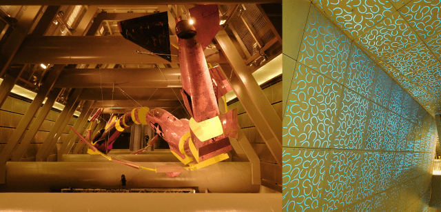 Left: "Jet Kiss" at Capitol Hill Station by Mike Ross. Right: Planetarium by Leo Saul Berk. (Photos: author)