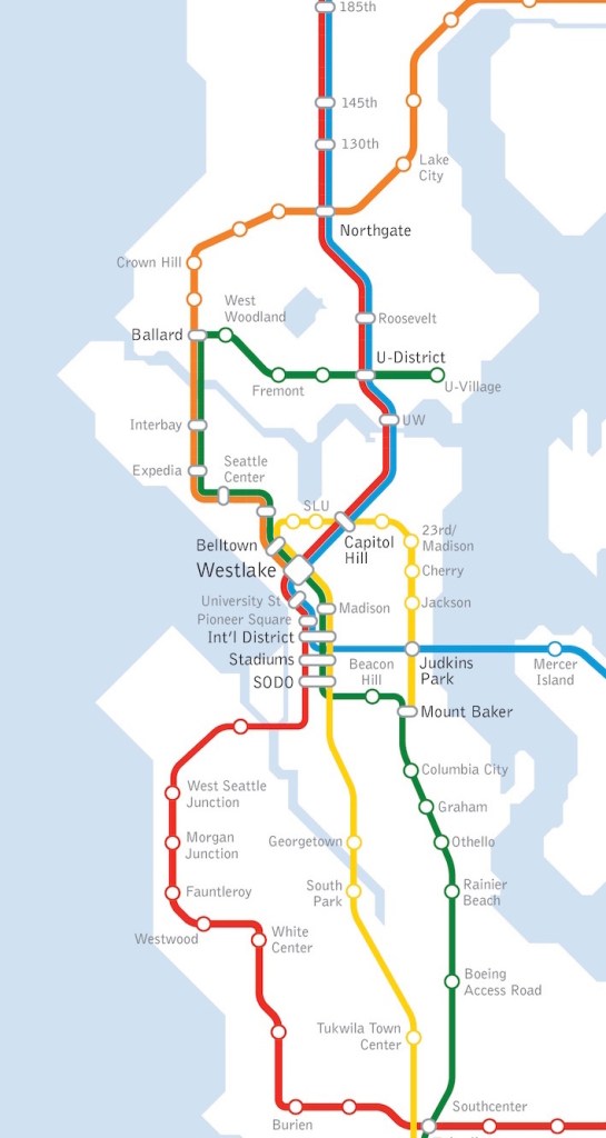 An unofficial conceptual vision of the light rail network in Seattle. (Seattle Subway)