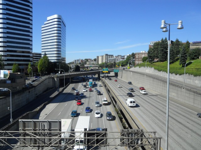 The Lid I-5 trench looking north from Pike Street. (Photo by the author)